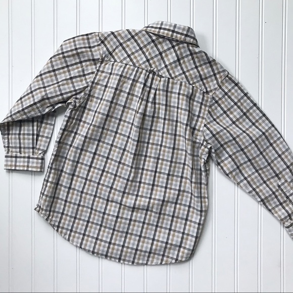 •Children’s Place• brown plaid poplin shirt - Picture 5 of 6